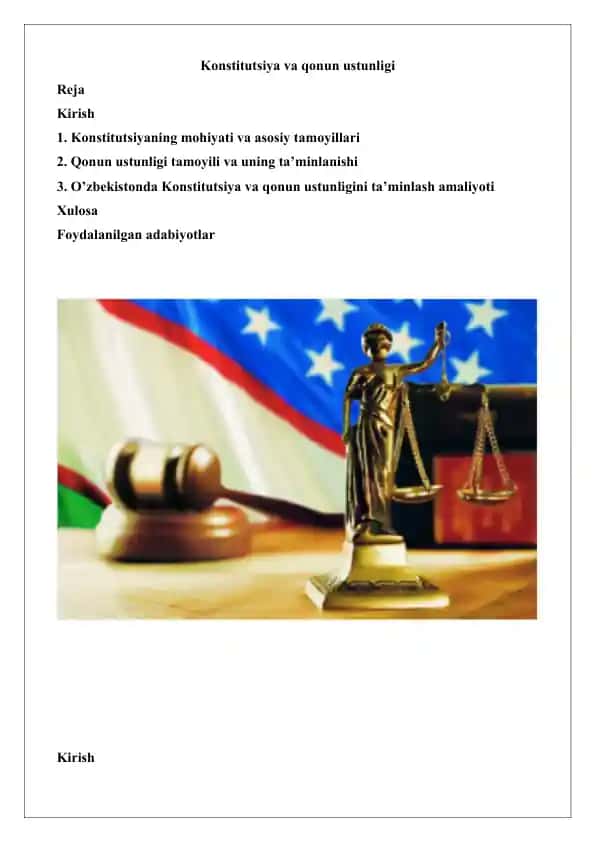 Konstitutsiya va qonun ustunligi
