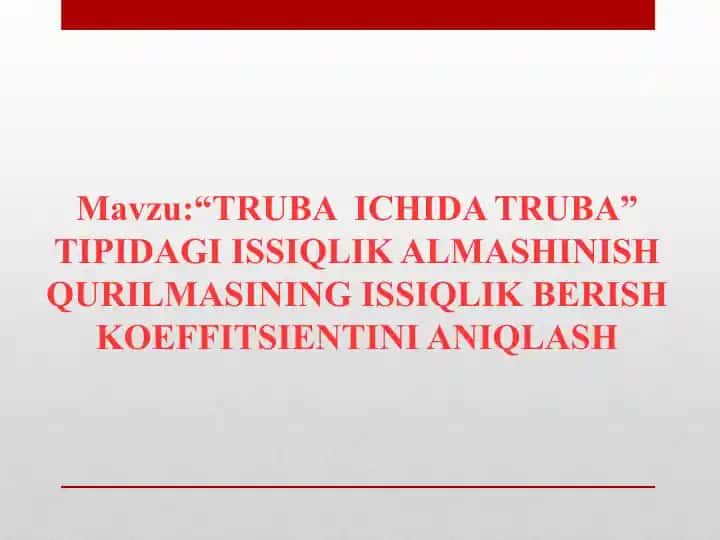 Issiqlatish qurilmasining issiqlik berish koeffitsientini o'lash