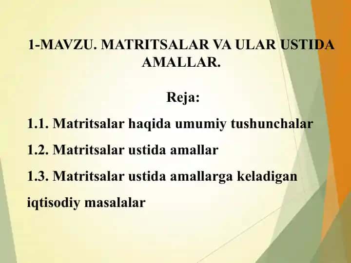 MATRITSALAR VA ULAR USTIDA AMALLAR