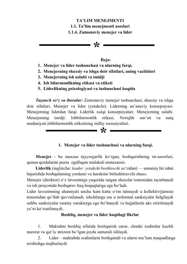 TALIM MENEJMENTI