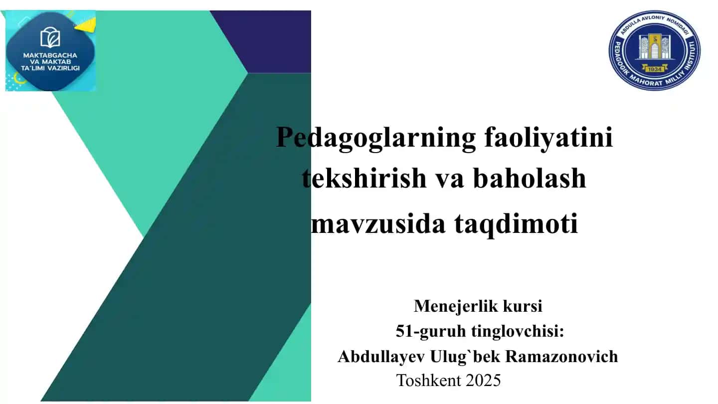 Pedagoglarning faoliyatini tekshirish va baholash