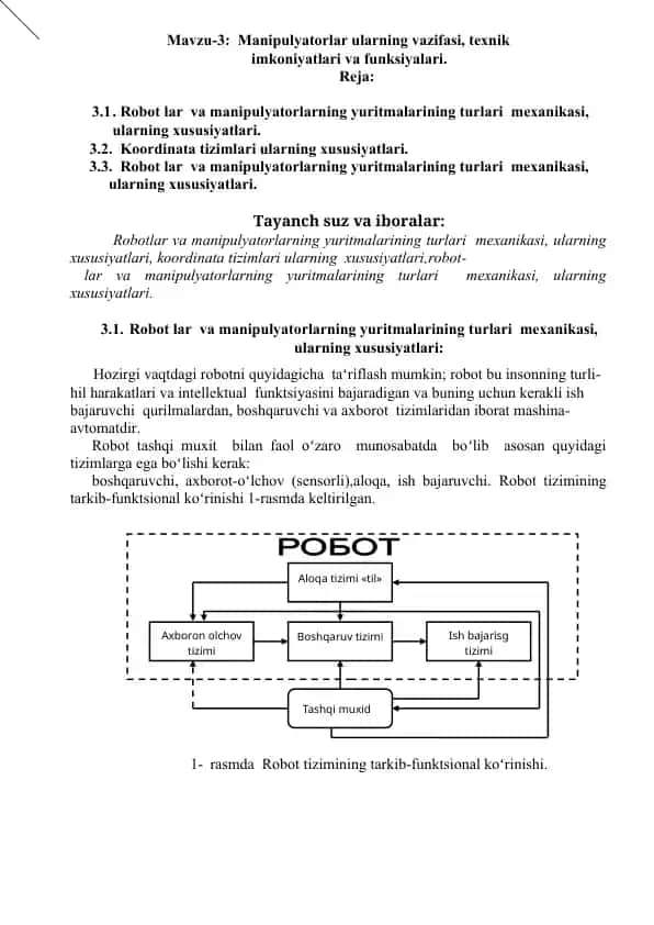 Robotlar va manipulyatorlar