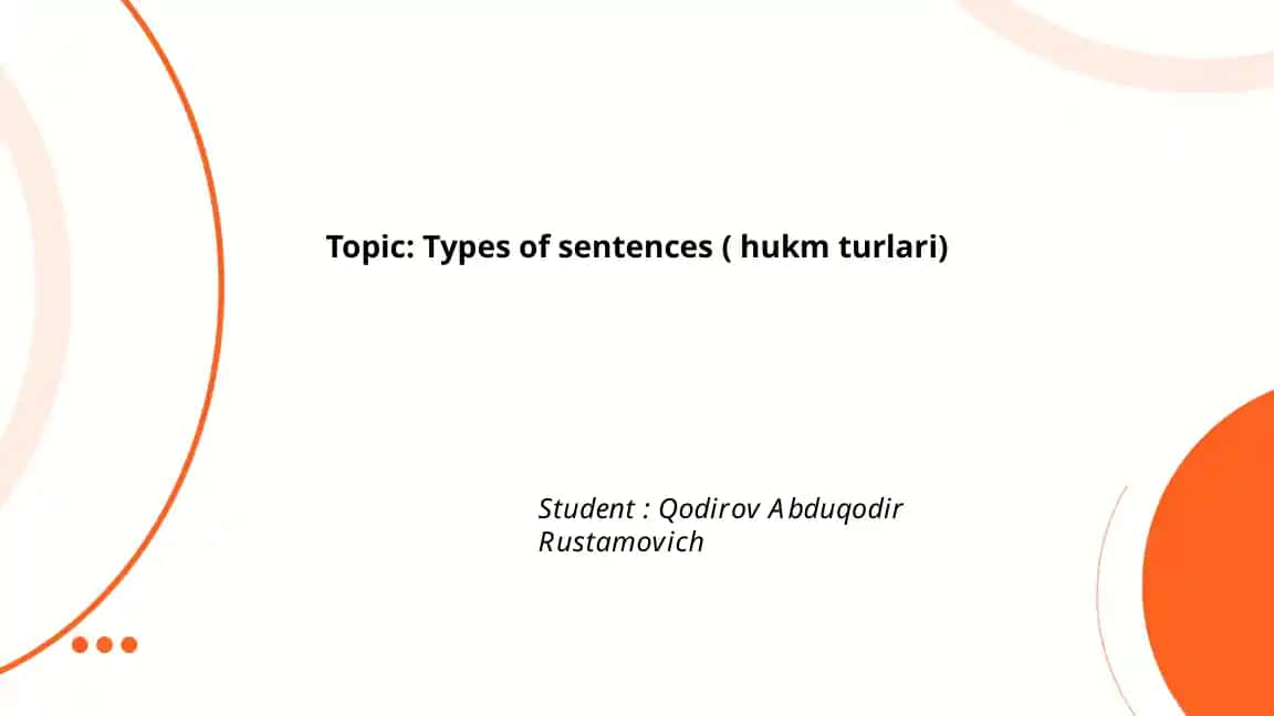 Types of Sentences (Hukm Turlari)