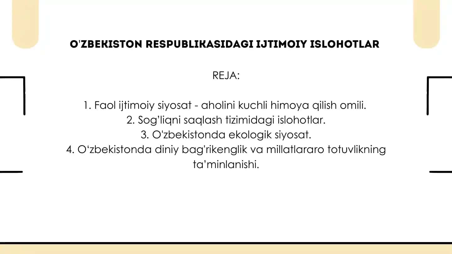 O'zbekistonning ijtimoiy islohotlari