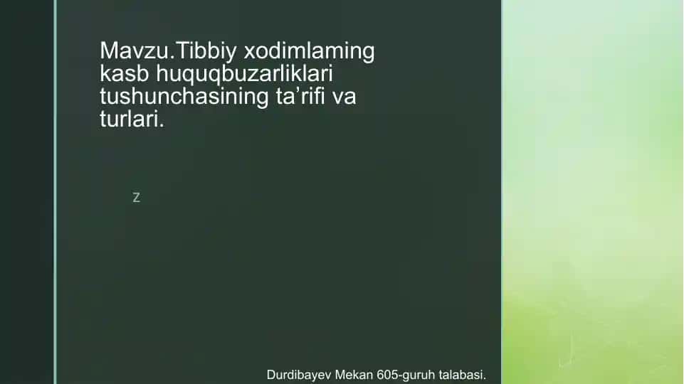 Tibbiy xodimlarning kasb-huquq buzilishlari tushunchasi