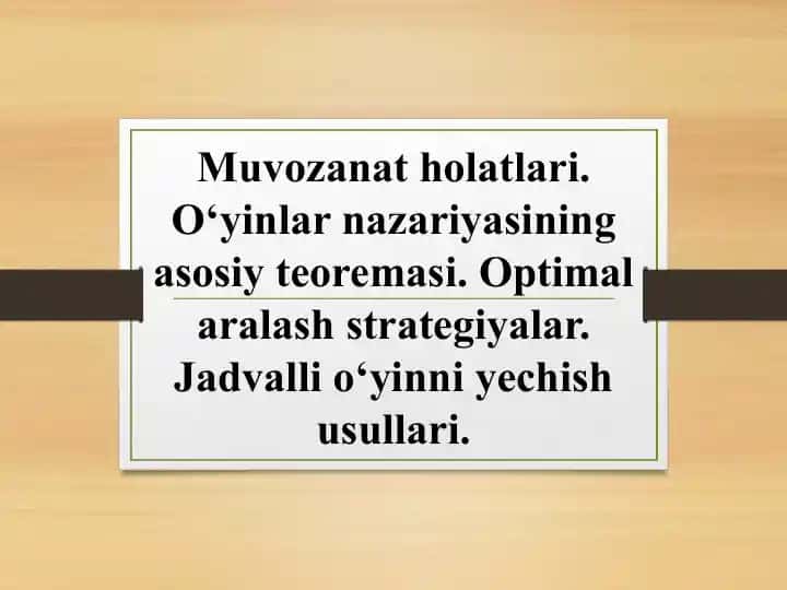 O‘yinlar nazariyasining asosiy teoremasi