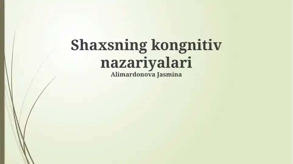 Shaxsning kognitiv nazariyalari
