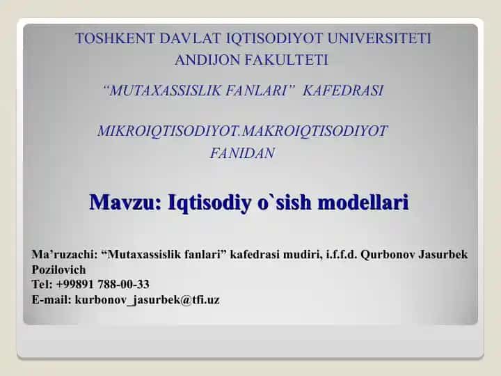 Iqtisodiy o`sish modellari