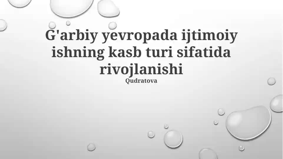 G'arbiy Yevropada Ijtimoiy Ishning Ildizlari