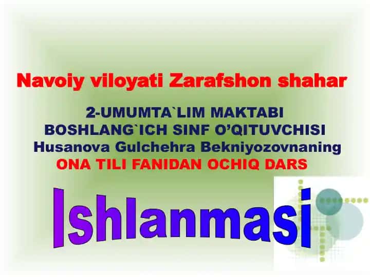 Ona tili fanidan ochiq dars ishlanmasi