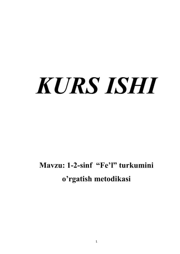 "Fe'l" turkumini o'rgatish metodikasi