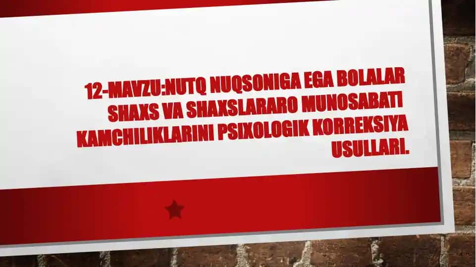 Nutq nuqsoniga ega bolalar shaxs va shaxslararo munosabati kamchiliklarini psixologik korreksiya usullari