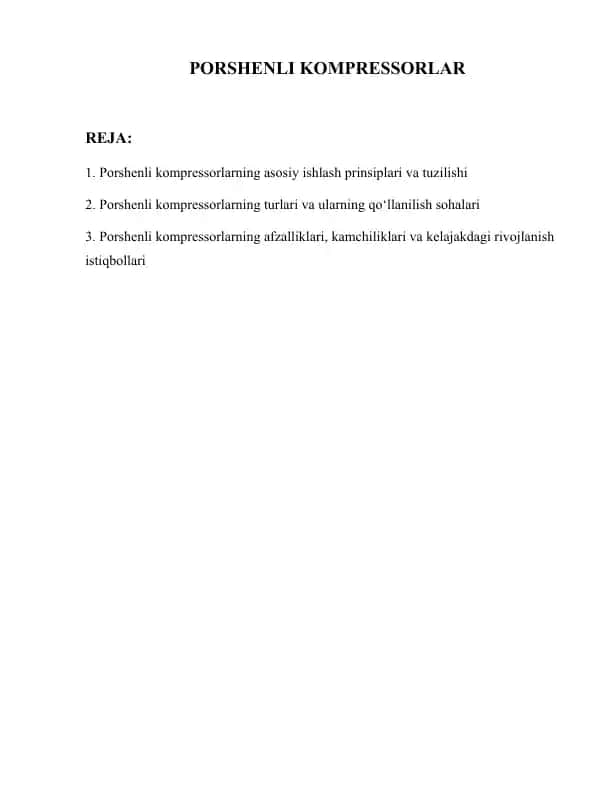 Porshenli kompressorlar