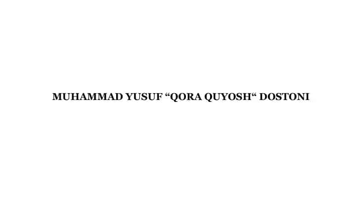 Muhammad Yusuf “Qora Quyosh“ dostoni