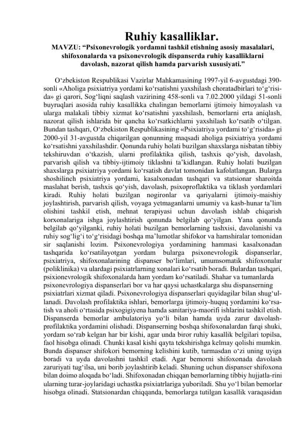 Ruhiy kasalliklar