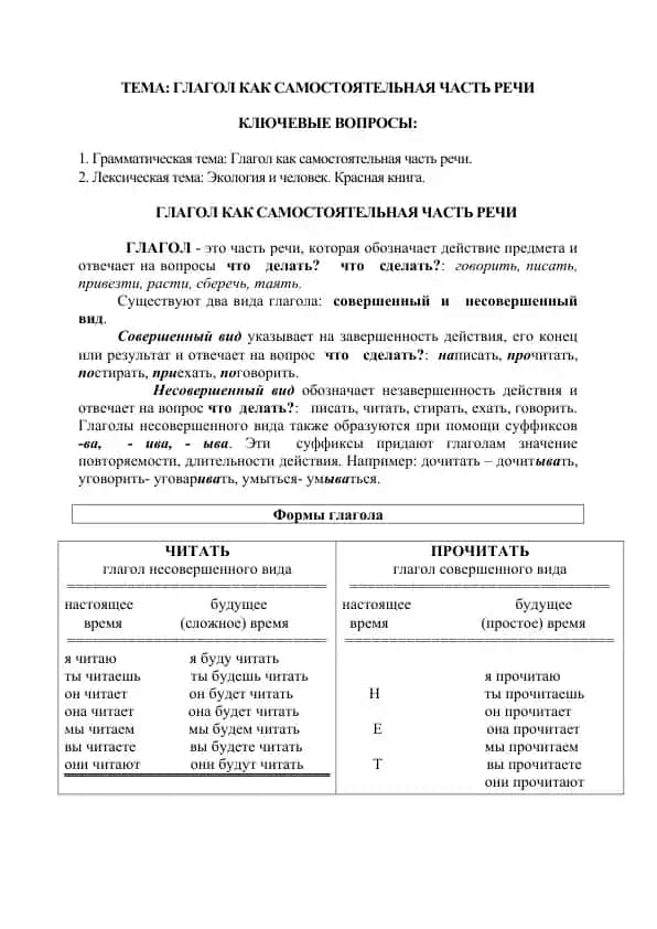 Glagol kak samostoyatel'naya chast' rechi