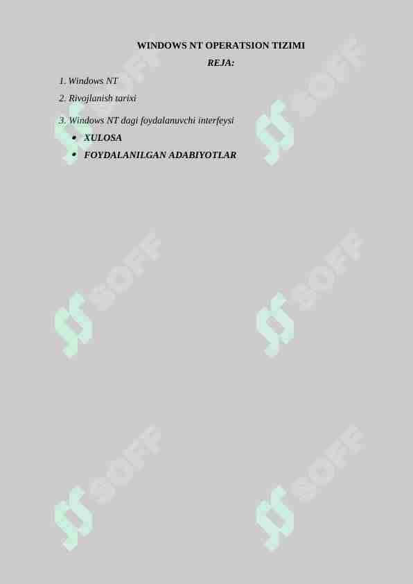 WINDOWS NT OPERATSION TIZIMI