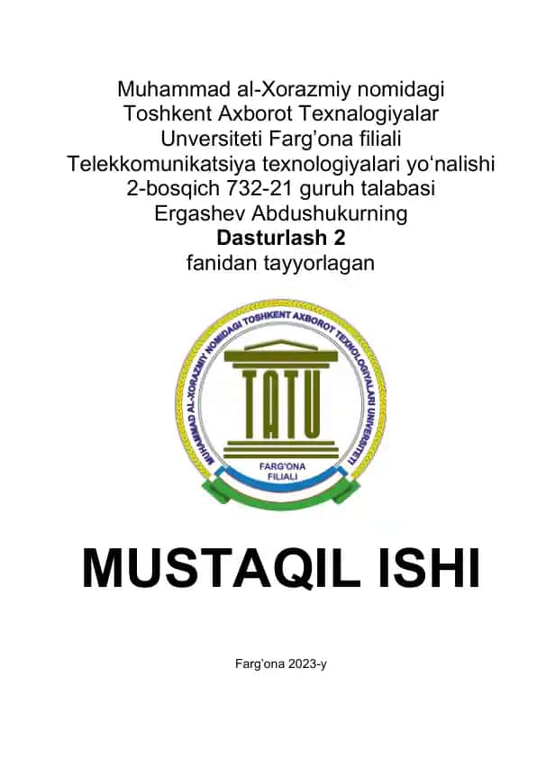 Vektorlarni tashkil etish (Mustaqil ish)