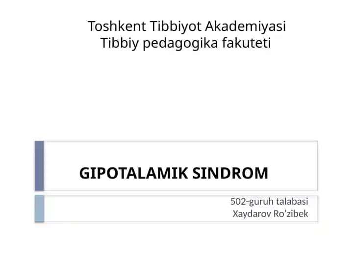 Gipotalamik sindrom