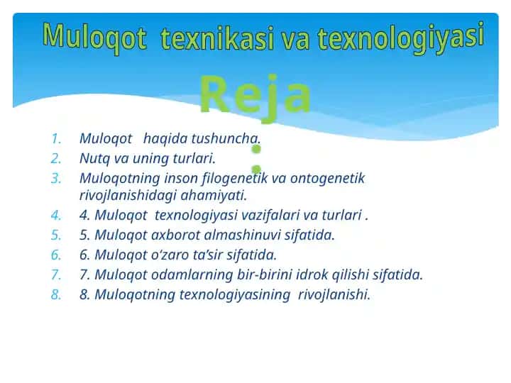 Muloqot texnikasi va texnologiyasi