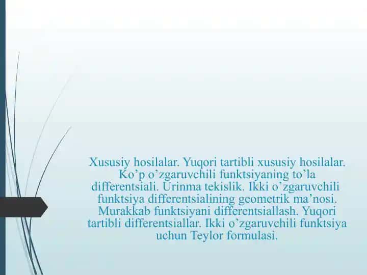 Xususiy hosilalar