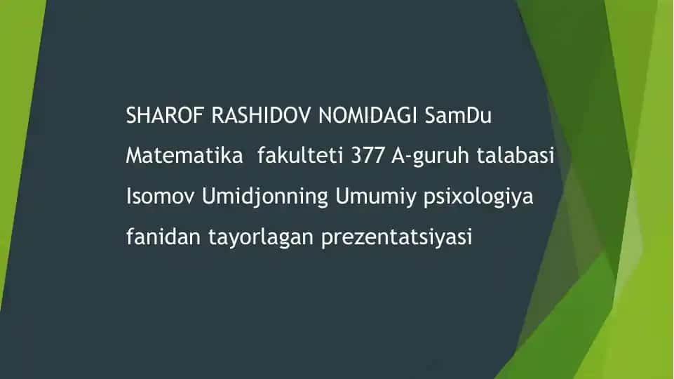 Prezentatsiya "Boshqaruvchining faoliyat motivlari va rahbarlik xususiyatlarining psixologiyasi"