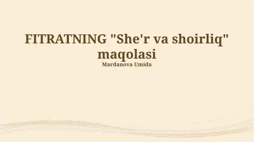 "She'r va shoirliq" maqolasi