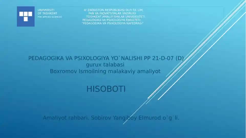 PEDAGOGIKA VA PSIXOLOGIYA YO`NALISHI PP 21-D-07 (D)