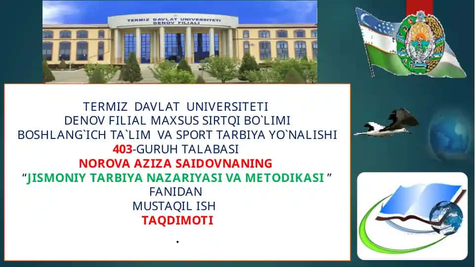 Jismoniy Tarbiya Nazariyasi va Metodikasi