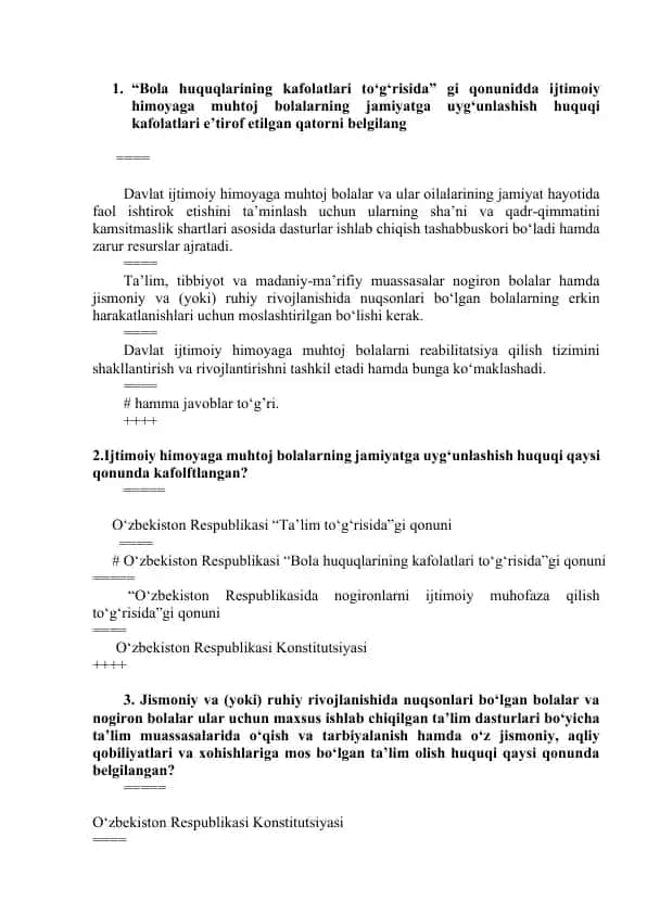 Bolalar huquqlarining kafolatlari to'g'risida