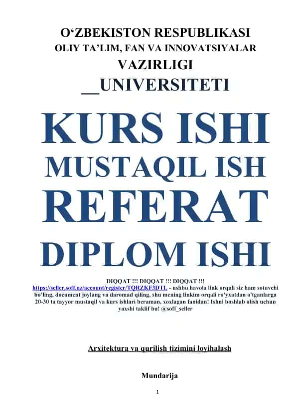Arxitektura va qurilish tizimini loyihalash