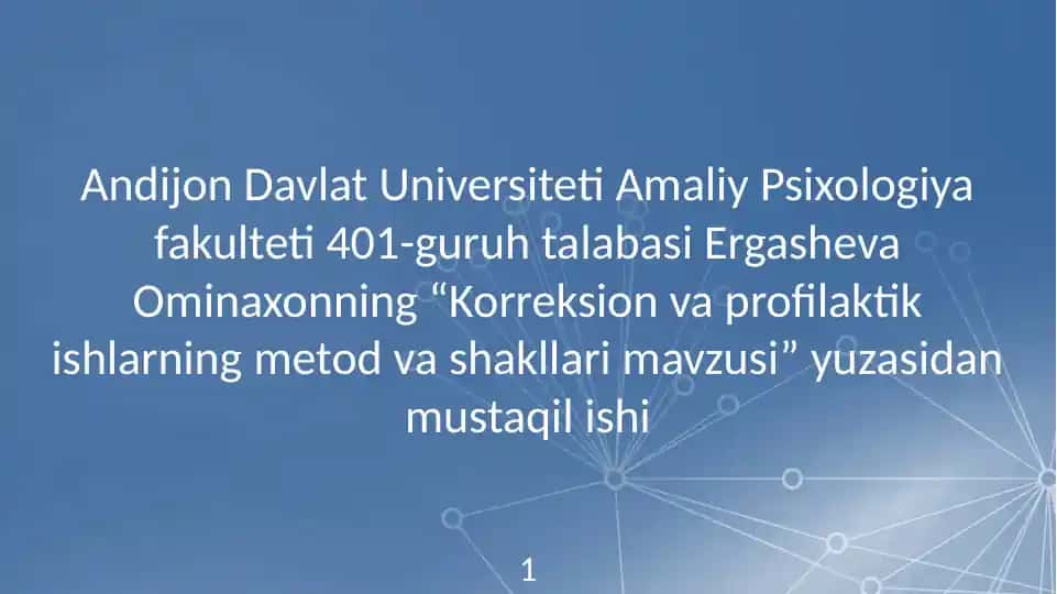 Korreksion va profilaktik ishlar