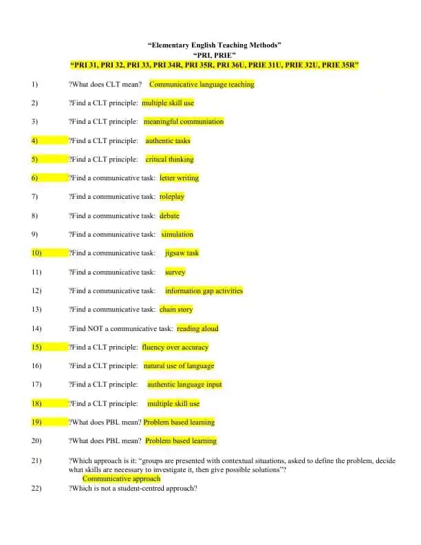 Elementary English Teaching Methods