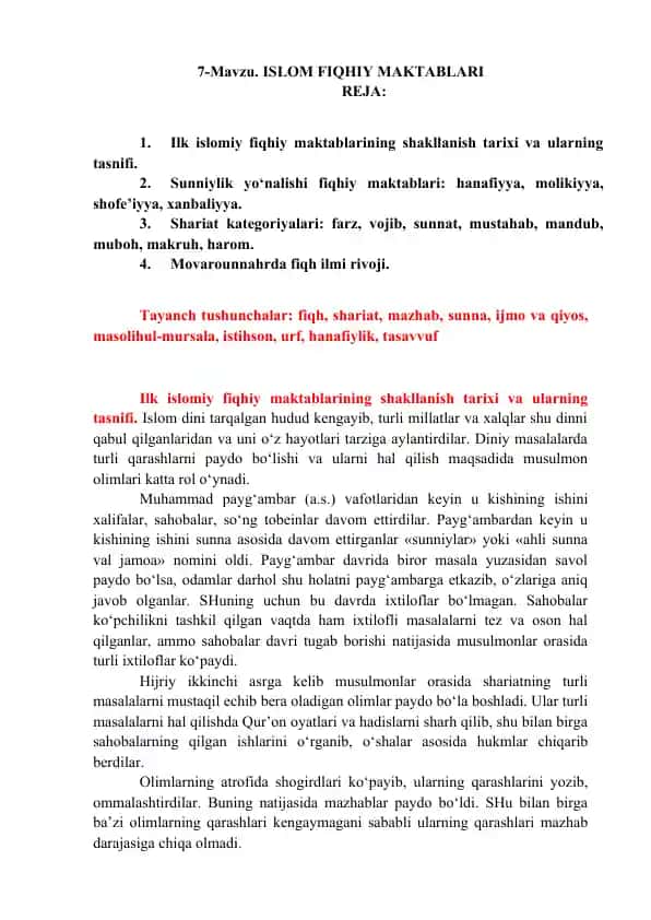 Islom Fiqhiy Maktablari