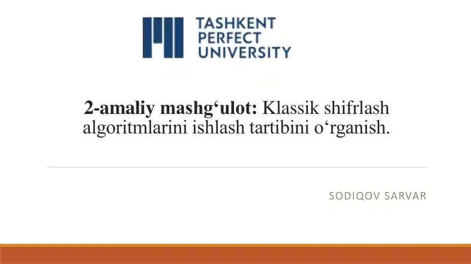 O‘rin almashtirish shifrlash algoritmi