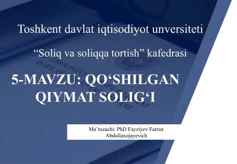 Qo‘shilgan qiymat solig‘i