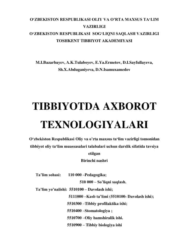 Tibbiyotda Axborot Texnologiyalari