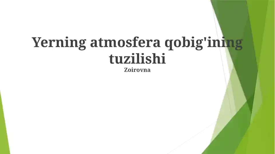 Yerning atmosfera qobig'ining tuzilishi