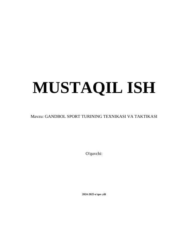 Gandbol sport turining texnikasi va taktikasi