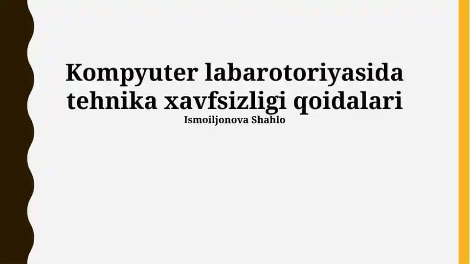 Kompyuter laboratoriyasida texnika xavfsizligi qoidalari