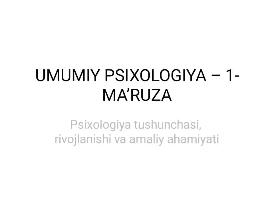 Umumiy Psixologiya