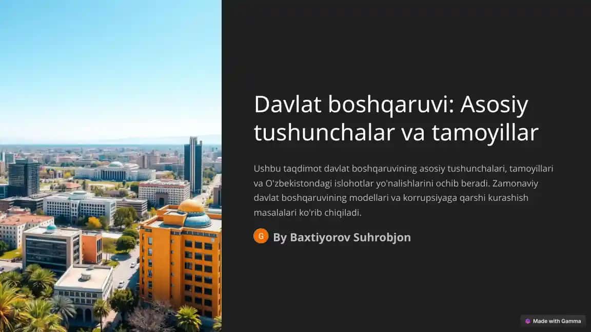 Davlat boshqaruvi: Asosiy tushunchalar va tamoyillar