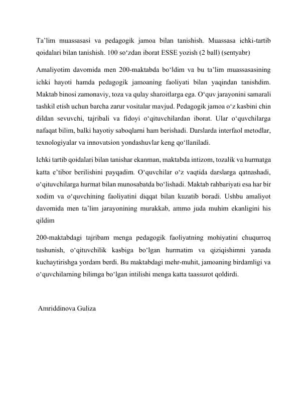 Ta'lim muassasasi va pedagogik jamoa