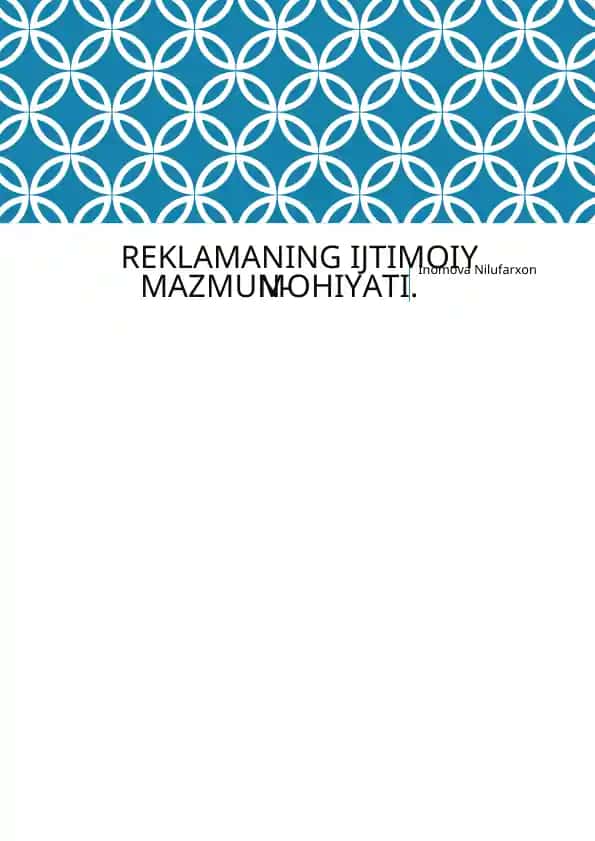 Reklamaning Ijtimoiy Mazmuni