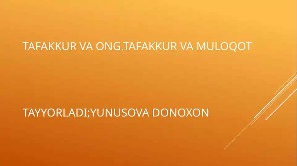 Tafakkur va muloqot