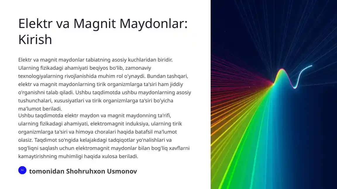 Elektr va Magnit Maydonlar: Kirish