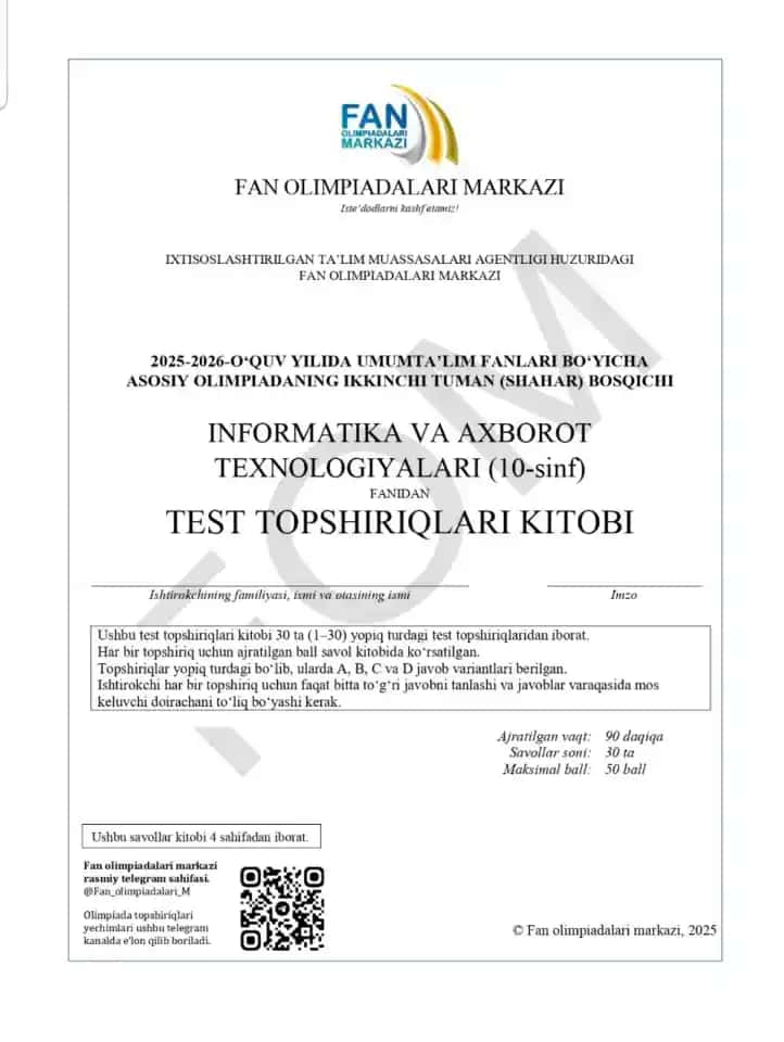 Test topshiriqlari kitobi