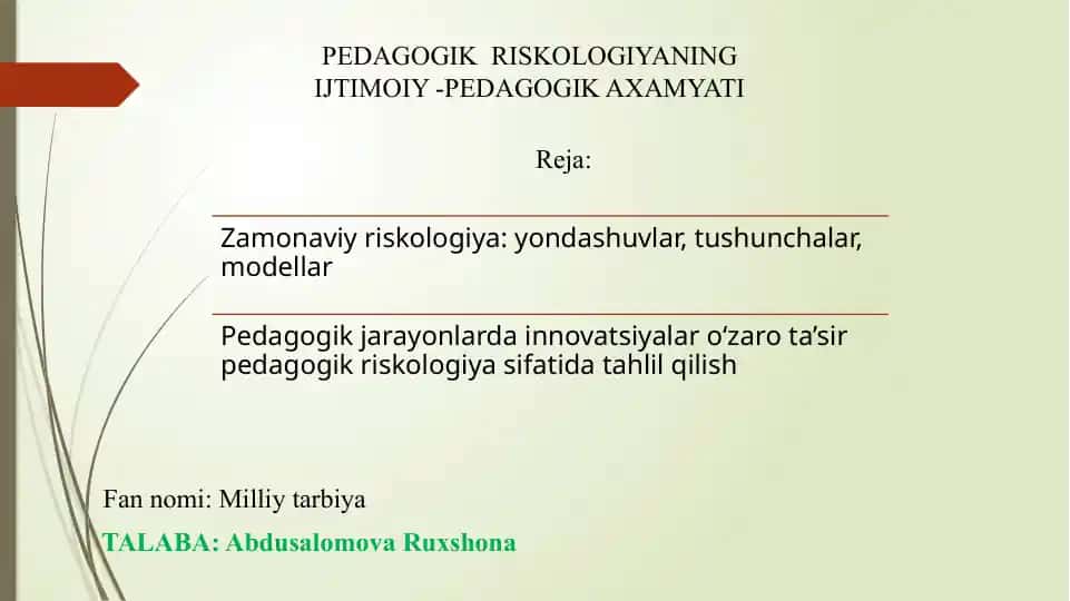PEDAGOGIK RISKOLOGIYANING IJTIMOIY-PEDAGOGIK AXAMYATI