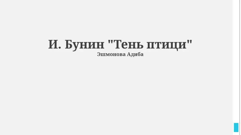 Тень птицы