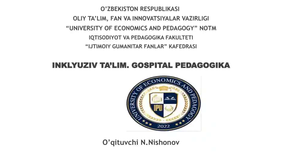 Inklyuziv ta'limning huquqiy-me'yoriyasoslari